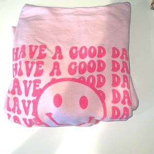 Pink “have a good day” smiley hoodie